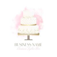 elegant licht taart bakkerij logo in bruiloft stijl achtergrond vector