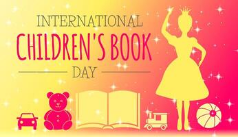 Internationale kinderen boek dag illustratie ontwerp met prinses en speelgoed vector