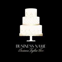 elegant wit goud taart bakkerij logo Aan zwart achtergrond vector