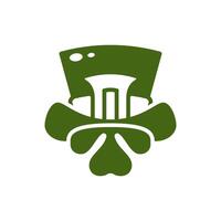 heilige Patrick dag Lucky Klaver elf van Ierse folklore hoed groen blad bloemblaadjes wijnoogst icoon vector vlak