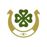 heilige Patrick dag Lucky hoefijzer groen Klaver liefde en fortuin mascotte wijnoogst icoon vector vlak