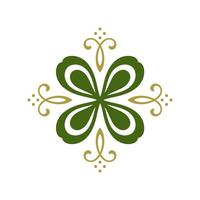 st Patrick dag groen Klaver Iers Lucky elegant antiek gebogen overladen wijnoogst icoon vector vlak
