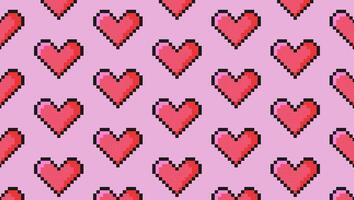 pixel kunst pixel harten naadloos patroon achtergrond retro roze schattig achtergrond in minimalistische wijnoogst stijl vector