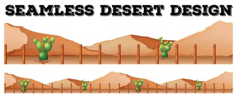 Naadloos ontwerp als achtergrond met cactus in woestijn vector