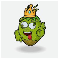 gek uitdrukking met kokosnoot fruit kroon mascotte karakter tekenfilm. vector