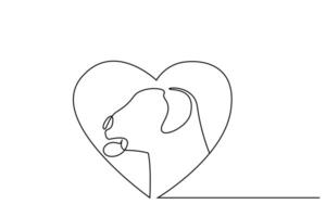 hond dier liefde hart symbool hoofd een lijn kunst ontwerp vector