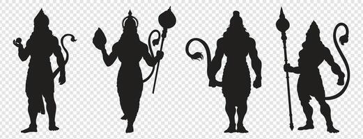 Hanuman silhouet, gaai shri RAM, voor, gelukkig Hanuman jayanti, vector
