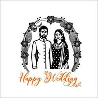 shubh Vivah en gelukkig bruiloft decoratief kalligrafiebelettering ontwerp voor bruiloft verjaardag groeten illustratie vector
