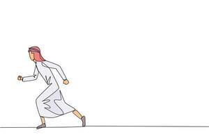 single doorlopend lijn tekening Arabisch zakenman ontspannen wandelen. gewoonte naar krijgen ontdoen van nervositeit. nerveus wanneer vergadering groot cliënt. licht oefening voor Gezondheid. een lijn ontwerp illustratie vector