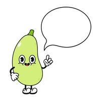 groente merg met toespraak bubbel karakter. hand- getrokken traditioneel tekenfilm vintage, retro, kawaii karakter illustratie icoon. geïsoleerd wit achtergrond. groente merg karakter vector