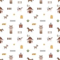 schattig naadloos patroon met boerderij items in Scandinavisch stijl. vector
