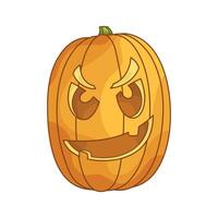 boos jack-o-lantern pompoen hoofd. een traditioneel karakter voor halloween. vector