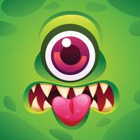 schattig grappig monster tonen tong karakter gezicht uitdrukking. tekenfilm illustratie vector