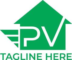 pl eerste brief huis eigendom logo ontwerp vector