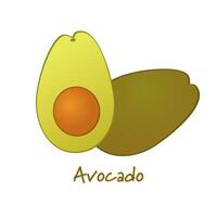 schattig realistisch avocado illustratie. 3d ontwerp. geïsoleerd afbeelding. sticker ontwerp. besnoeiing groen avocado. creatief klem kunst. voor de helft een stuk van fruit. abstract sjabloon. geïsoleerd voorwerp. logo concept. vector