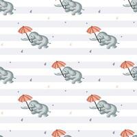 naadloos patroon met waterverf olifant. schattig kinderachtig behang. waterverf dieren achtergrond in pastel kleuren vector