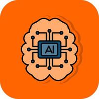 kunstmatig intelligentie- gevulde oranje achtergrond icoon vector