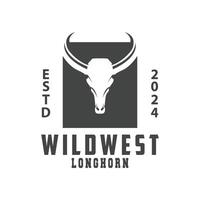 Longhorn dier logo ontwerp, boerderij retro wijnoogst toeter minimalistische gemakkelijk sjabloon illustratie vector