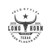 Longhorn dier logo ontwerp, boerderij retro wijnoogst toeter minimalistische gemakkelijk sjabloon illustratie vector