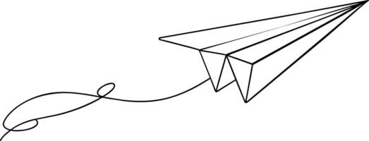 een tekening van een papier vliegtuig vliegend in de lucht vector
