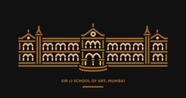 meneer jj school- van kunst collage in Mumbai gebouw lijn illustratie. vector