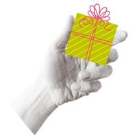 halftone retro hand- Holding geschenk doos vector