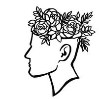 mentaal Gezondheid bloeiend hoofd schetsen illustratie vector