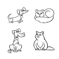 schattig hond en kat poses eps 10 . illustratie vector