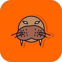 walrus gevulde oranje achtergrond icoon vector