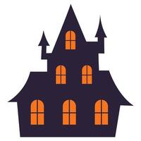 silhouet van een kasteel met ramen. halloween illustratie vector