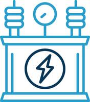 macht transformator lijn blauw twee kleur icoon vector