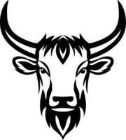 hoogland koe, zwart en wit illustratie vector