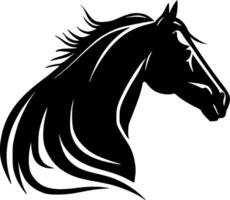 paard - zwart en wit geïsoleerd icoon - illustratie vector