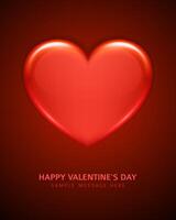 valentijnsdag dag kaart met hart Aan rood achtergrond vector