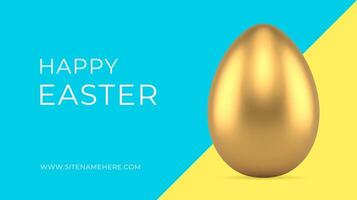 gelukkig Pasen gouden geschilderd kip ei religieus vakantie 3d banier ontwerp sjabloon realistisch vector