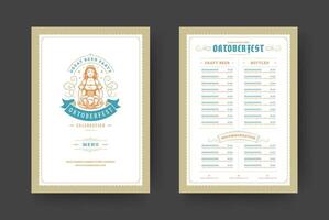 oktoberfeest menu wijnoogst typografie sjabloon met Hoes bier festival viering en etiket ontwerp illustratie. vector