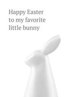 gelukkig Pasen 3d groet kaart wit konijn snuisterij lang oren vakantie ontwerp sjabloon realistisch vector