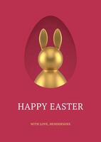 gelukkig Pasen 3d groet kaart gouden konijn ei gat verrassing ontwerp sjabloon realistisch vector