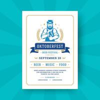 oktoberfeest folder of poster retro typografie sjabloon ontwerp uitnodiging bier festival viering illustratie. vector