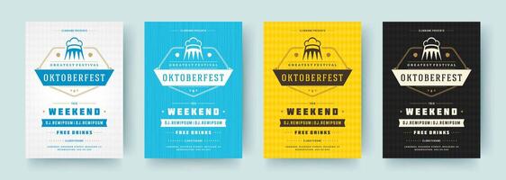 oktoberfeest flyers of posters retro typografie Sjablonen ontwerp uitnodigingen bier festival viering. vector