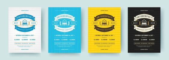 oktoberfeest flyers of posters retro typografie Sjablonen ontwerp uitnodigingen bier festival viering. vector