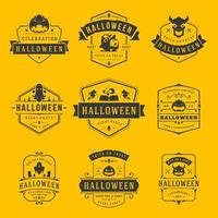 gelukkig halloween etiketten een badges ontwerp set. vector