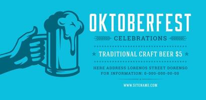 oktoberfeest folder of banier retro typografie sjabloon ontwerp willkommen zum uitnodiging bier festival viering. vector