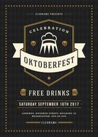 oktoberfeest bier festival viering retro typografie poster vector