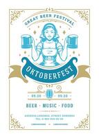 oktoberfeest folder of poster retro typografie sjabloon ontwerp uitnodiging bier festival viering illustratie. vector