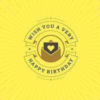 gelukkig verjaardag liefde brief envelop geel wijnoogst groet kaart typografisch sjabloon vector