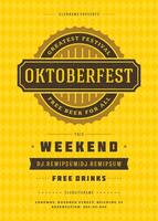 oktoberfeest bier festival viering retro typografie poster of folder vector