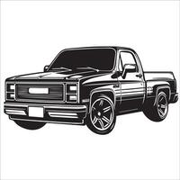 oppakken vrachtauto illustratie in zwart en wit vector