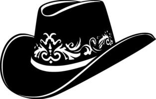 cowboy hoed - zwart en wit geïsoleerd icoon - illustratie vector