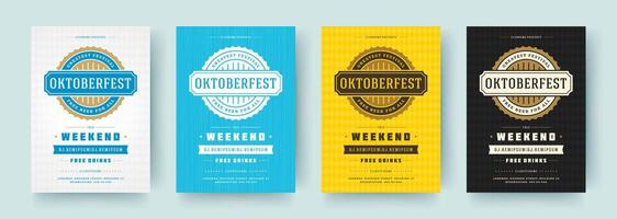 oktoberfeest flyers of posters retro typografie Sjablonen ontwerp uitnodigingen bier festival viering. vector